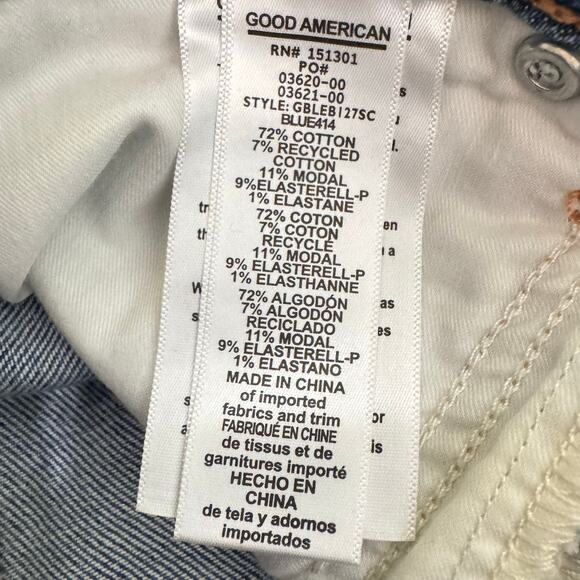 NWT Good American High Waist Cut Off Denim Shorts Womens Size 24 Medium Wash - Picture 3 of 5